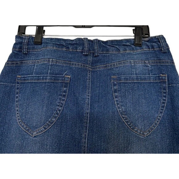 LABIJOU Womens Blue Denim Dark Wash knee length Pencil Raw Hem Skirt Plus 1X - Picture 6 of 8